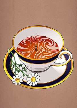 Teacup with Chamomile Flowers Illustration