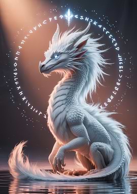 White Dragon with Runes