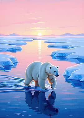 Polar Bear Floe Sunset