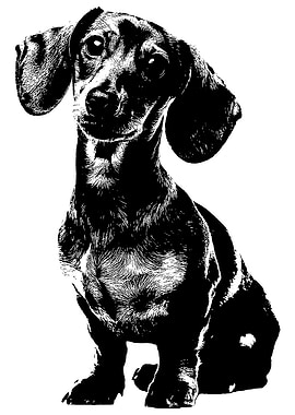 Black and White Dachshund Portrait