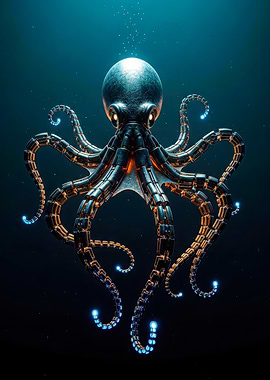 Mechanical Octopus in Deep Blue Sea