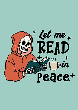 Skeleton Reading Book with Coffee