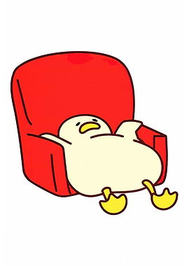 Lazy Cartoon Duck on Red Couch
