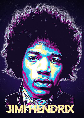 Jimi Hendrix Portrait Pop Art