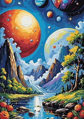 Planetary Landscape Painting