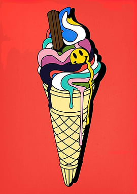 Melting Smiley Ice Cream Cone