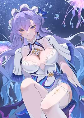 Girl with Jellyfish Background