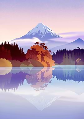 Mountain Lake Reflection Landscape