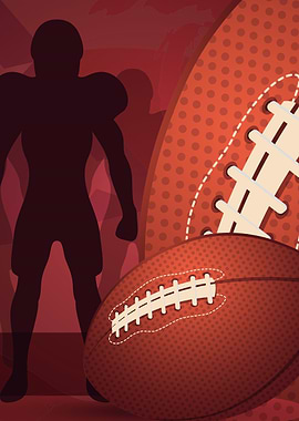 American Football Player and Balls