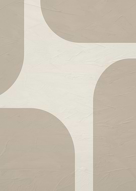 Abstract Beige and White Geometric Art