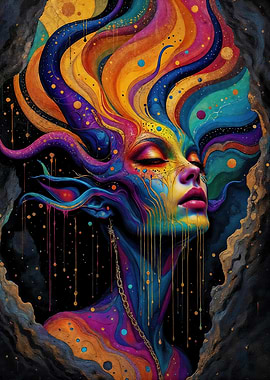 Colorful Abstract Woman Portrait