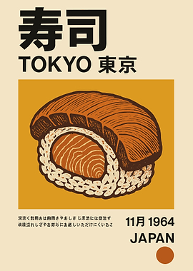 Sushi Tokyo Japan Vintage Poster
