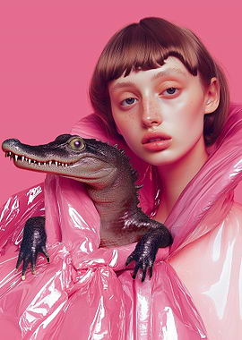 Reptile Whisper - Girl with Alligator in Pink