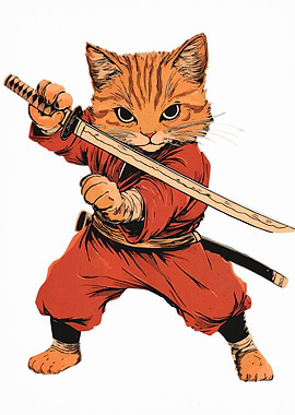 Ninja Cat with Katana