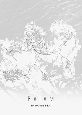 Batam, Indonesia - Minimal Urban Grid City Map
