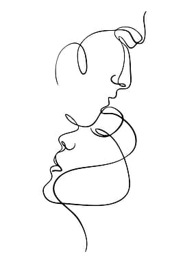 Minimalist Line Art: Two Faces
