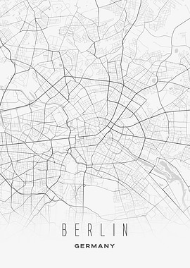 Berlin, Germany - Sleek Urban City Map Print
