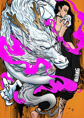 Dragon and Woman Digital Art