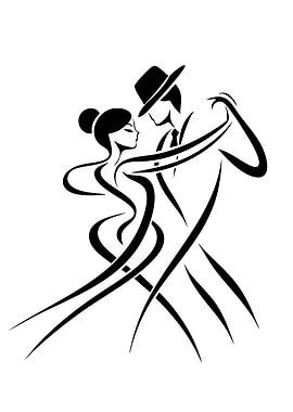 Elegant Tango Dancers Black and White