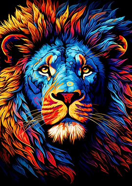 Colorful Lion Portrait
