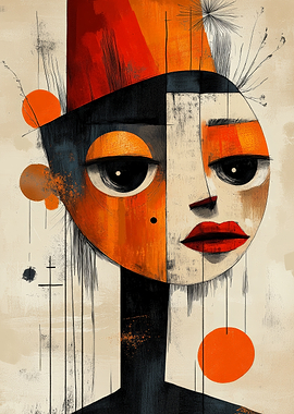Abstract Portrait with Orange and Black