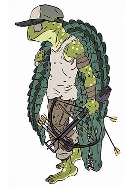 Anthropomorphic Lizard Hunter with Crossbow
