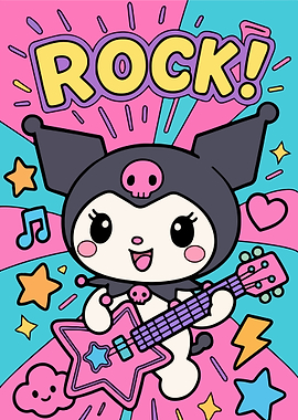 Kuromi Rock Star Cartoon Illustration