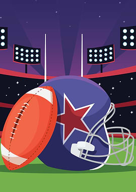 American Football Helmet and Ball