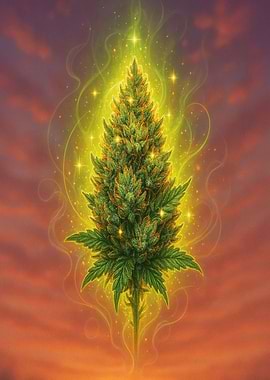 Glowing Cannabis Bud Art