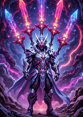 Armored Warrior Glowing Swords