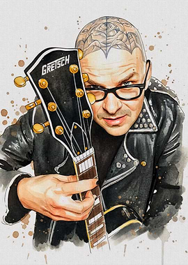 Man with Gretsch Guitar Watercolor Portrait