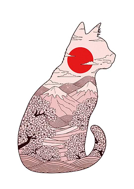 Japanese Cat Landscape