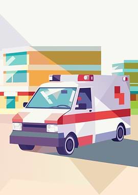 Ambulance Illustration in Geometric Style