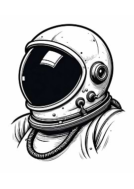 Monochrome Astronaut Helmet Illustration