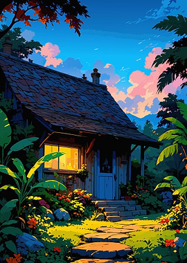 Cozy Cabin in Lush Landscape