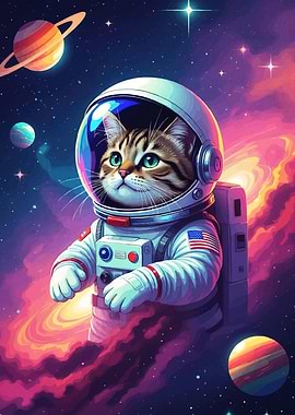 Astronaut Cat Space
