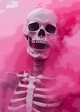 Skeleton in Pink Smoke