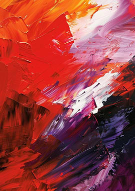 Abstract Painting with Red and Purple