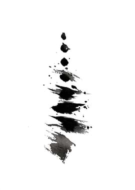 Black Ink Splatter on White Background
