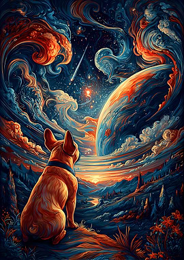 Mabro Visionary French Bulldog Starry Night | Cosmic Pet Art
