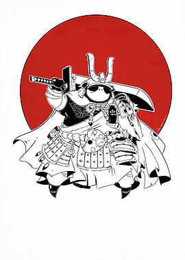 Samurai Cartoon Character with Katana