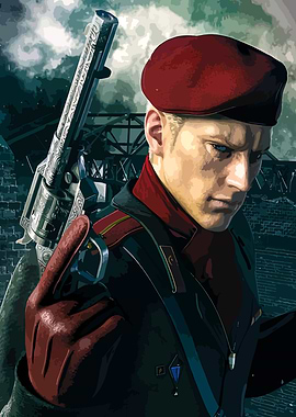 Man with Revolver and Red Beret