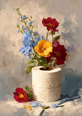 Floral toilet bathroom art