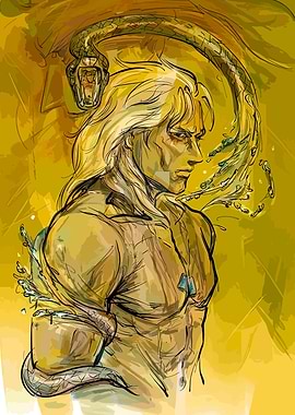 Man and Snake Illustration