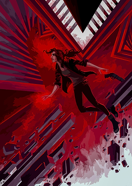 Female Character in Action, Red Tones