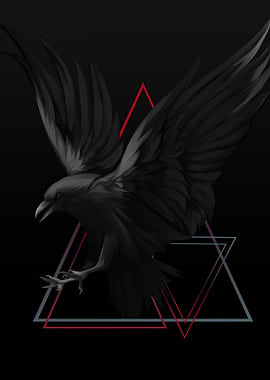 Raven with Geometric Shapes
