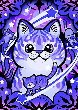 Cosmic Cats in Purple Hues
