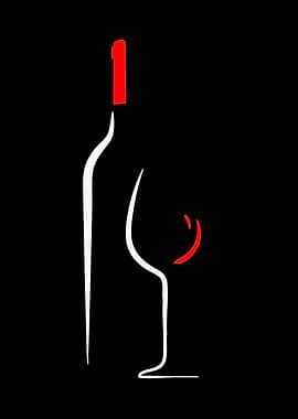 Minimalist Wine Bottle and Glass Art