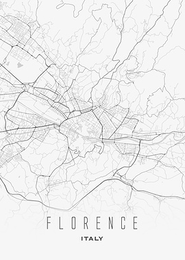 Florence, Italy - Minimal Urban Streets Map Print
