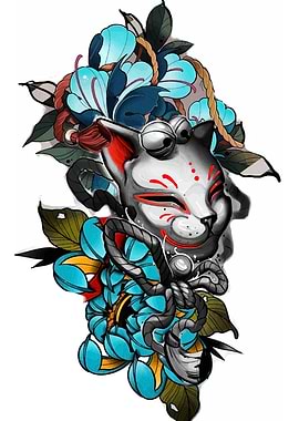 Cat Mask with Flowers and Rope